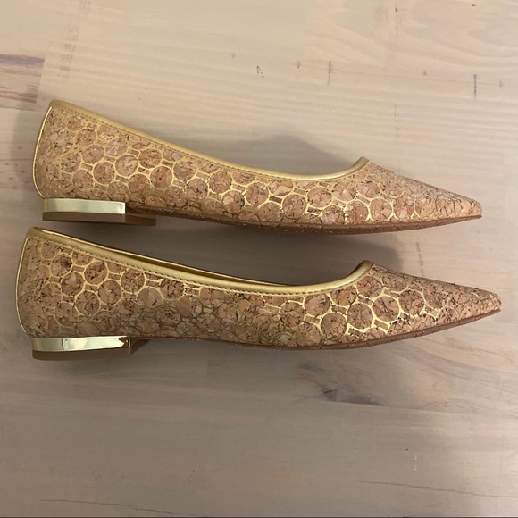 C Wonder Printed Gold Cork Pointy Flats 8.5 - Picture 2 of 8
